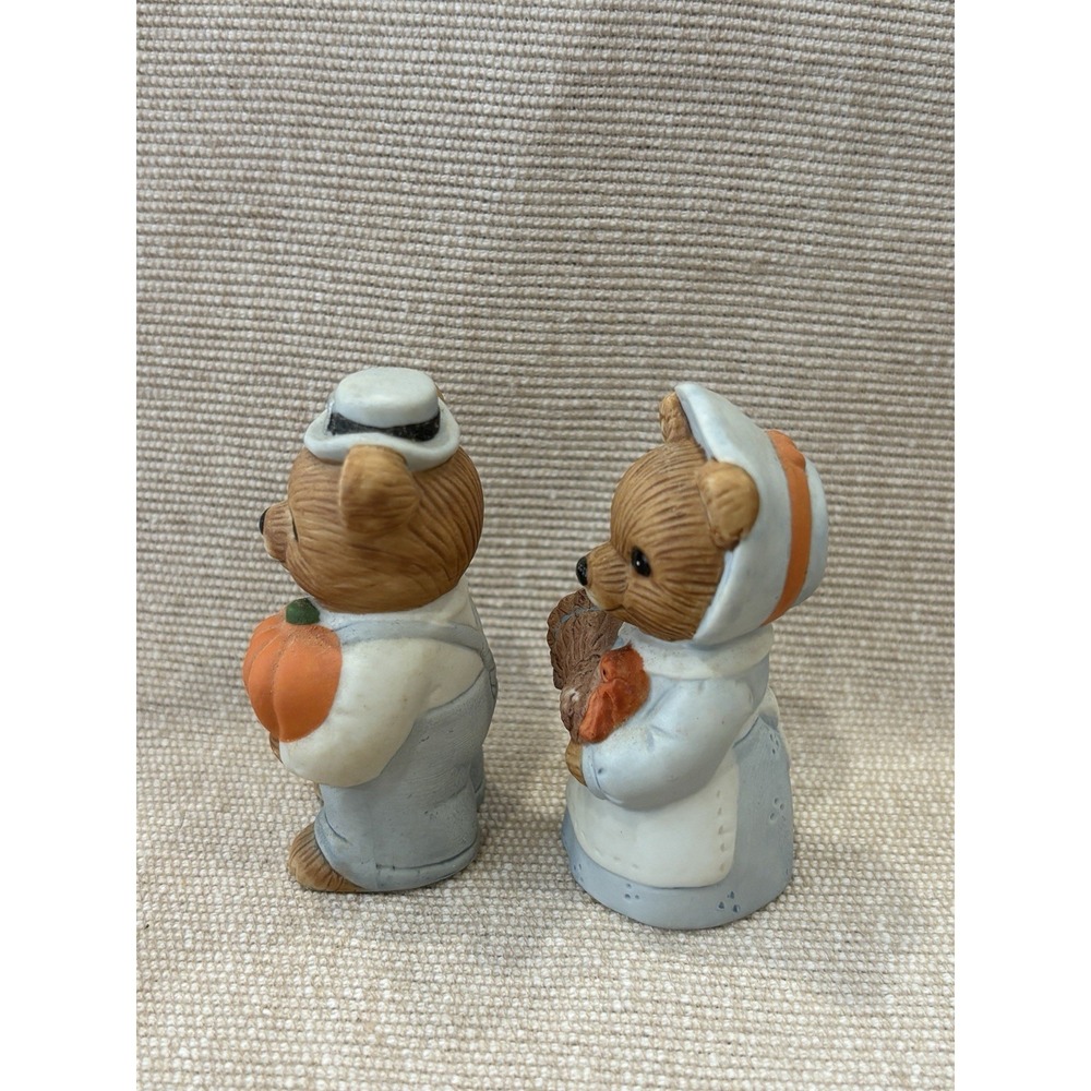 Vintage HOMCO Bear Figurines Autumn Harvest Thanksgiving Pilgrim #5312 - Picture 2 of 7